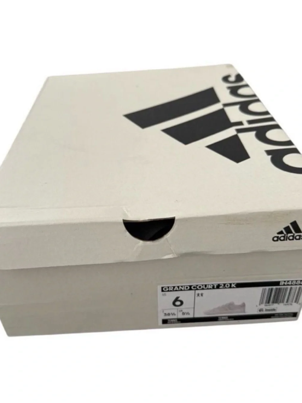 NWT Adidas Grand Court 2.0 K Pastel Sneakers White Pink Youth 6 Fits Women 7.5